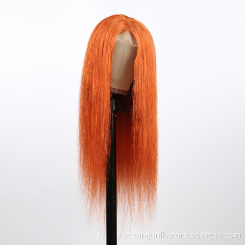 Uniky  Ginger Color Orange Lace Frontal Wig Transparent Lace Human Hair wig